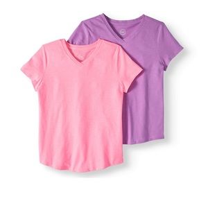 Tshirt Bundle Wonder Nation Girl’s XL Essential Tees Vneck Pink Purple